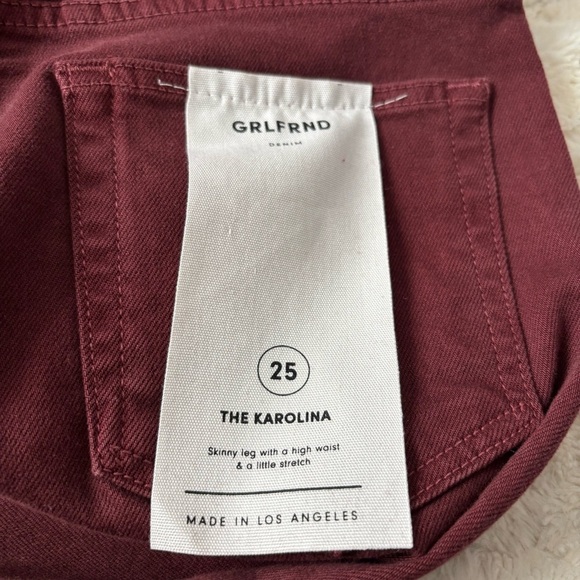 NWT GRLFRND Women's Size 25 Burgundy Red The Karolina Skinny Jeans - Picture 3 of 6
